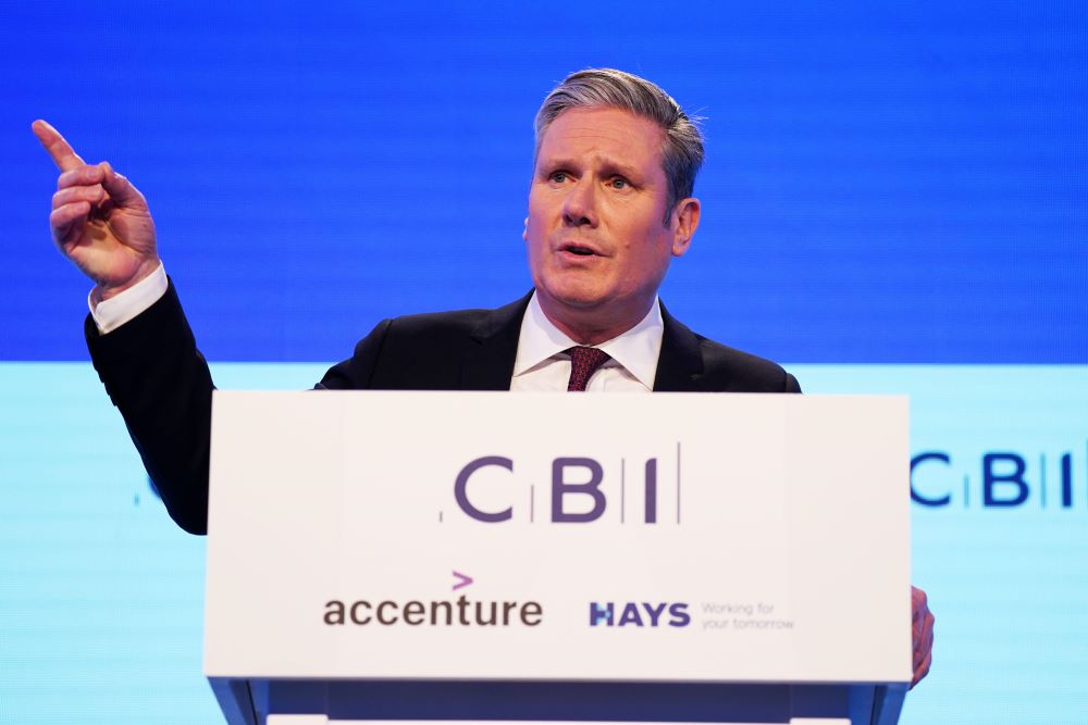 Labour leader Keir Starmer speaking at the CBI